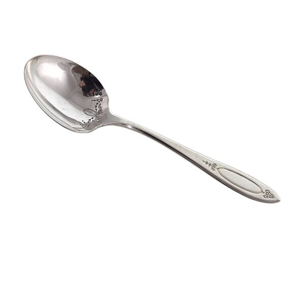Oneida Silverplate Adam Round Sugar Spoon 6" art deco 1917 serving spoon - Picture 1 of 7